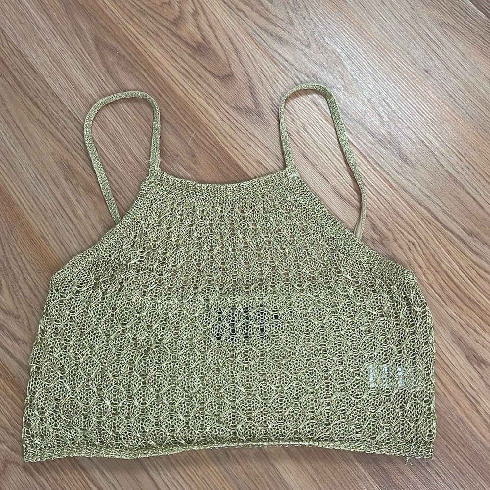 Jagger and Stone gold metallic crop top. Size Small